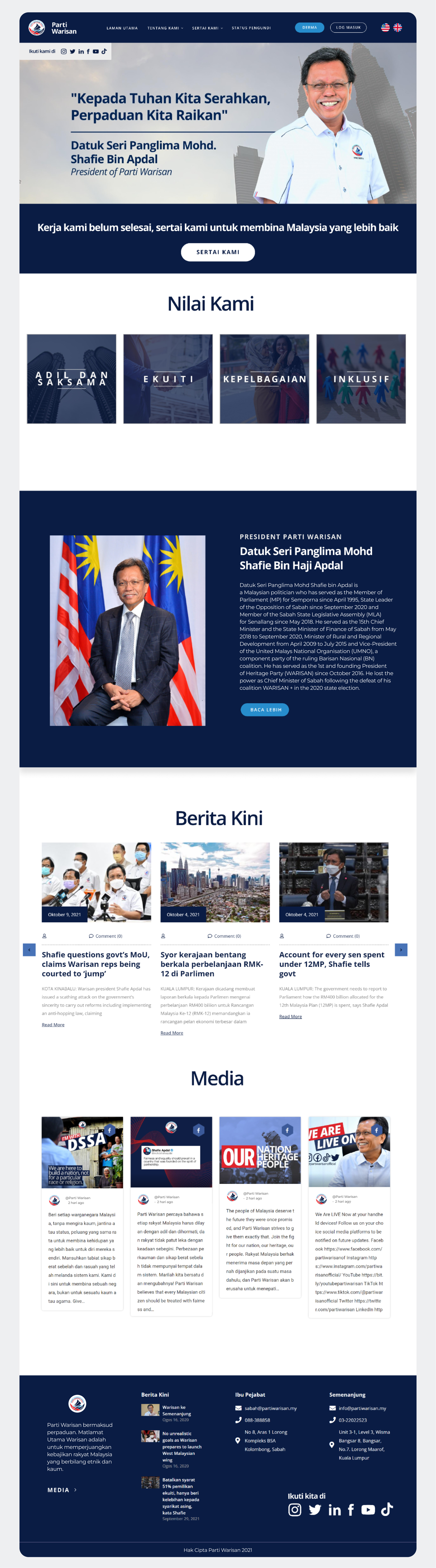 Warisan Party Landing Page